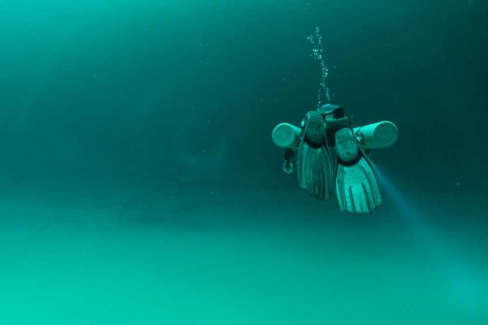 Scuba diving cenote Angelita in Tulum Mexico