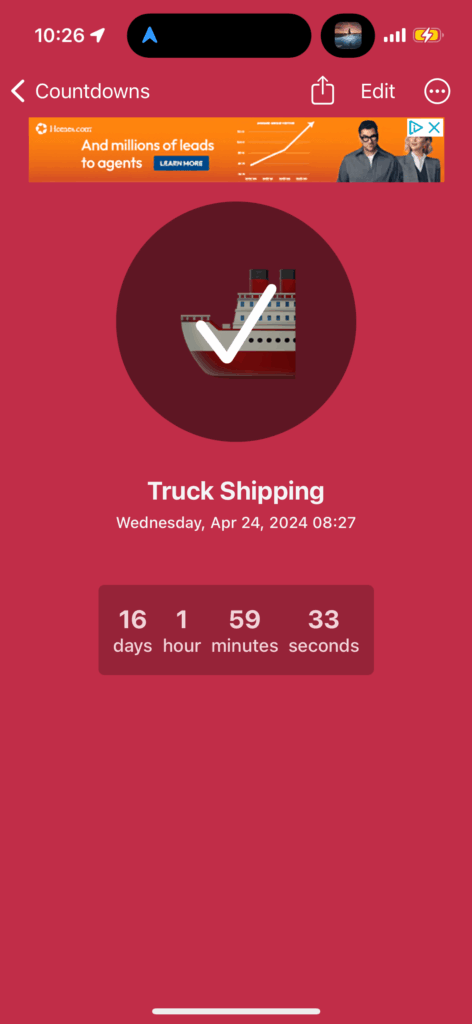total shipping time